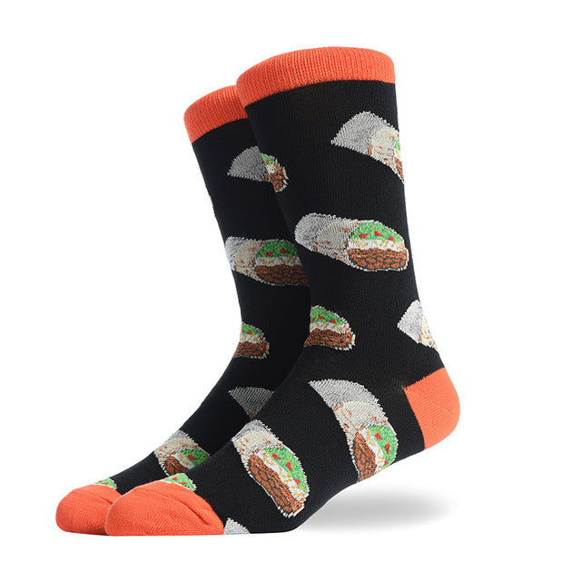 Fashion Creative Hamburger Pizza Alien Men Socks Cute Series