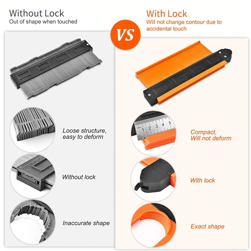 GOXAWEE Contour Gauge Profile Tool, 5Inch/10Inch Adjustable Lock, Precisely Copy Irregular Shape Duplicator For Flooring, Construction, Carpenter, DIY Handyman