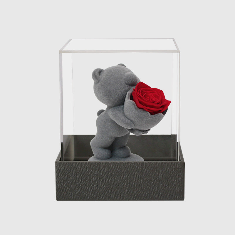 Creative Flocking Rose Bouquet Confession Bear Valentine's Day Gift