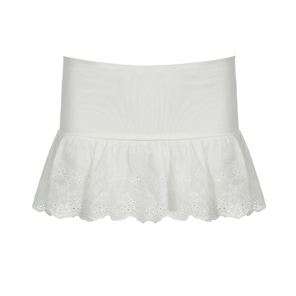 Stretchy Double-layer Lace Figure-flattering Dance Mini Skirt