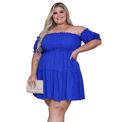 Women's Slimming Defined-Waist Asymmetrical Plus-Size Dress