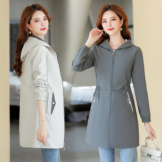 Fashion Plus Size Trench Coat Mid-length Loose Casual Reversible Coat