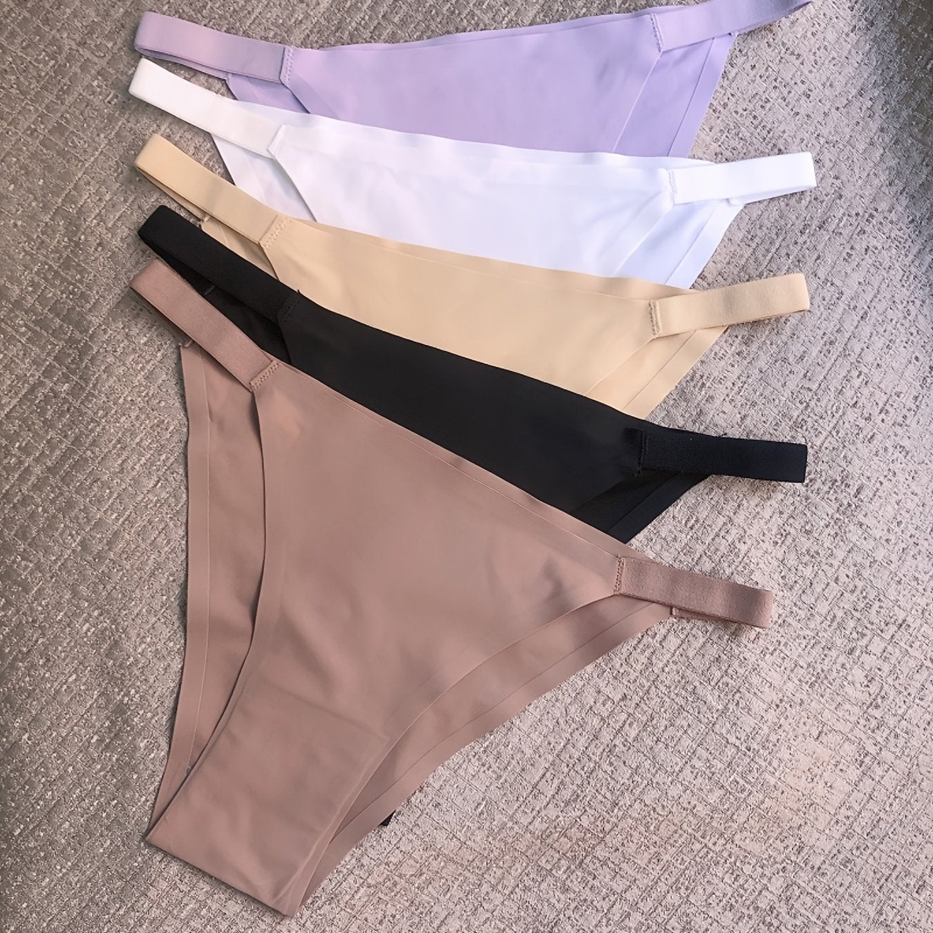 5pcs Seamless Women's Bikini Panties - Comfortable, Stretchy Nylon/Elastane Blend, Low-Rise, Solid Color in Casual to Yoga Fitness Wear, Breathable & Soft