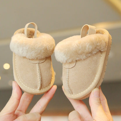 Suede Fleece-lined Cotton Shoes For Children's Walking