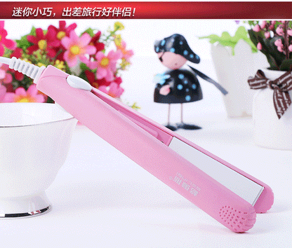 Mini Curling Iron with Anti-scalding Cover Korean Style Student Dormitory Low Power Splint Portable Straight Roll Dual-purpose Straight Splint