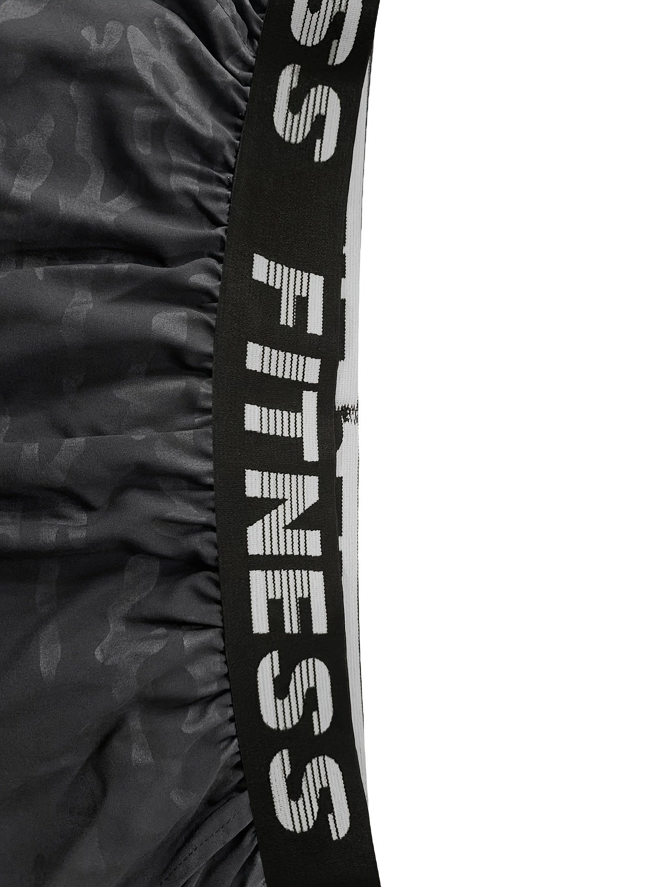 Men's "S's FINE" Athletic Shorts - Gray, Quick-Dry Polyester with Geometric Pattern, Elastic Waistband, Ideal for Running & Workouts, Machine Washable