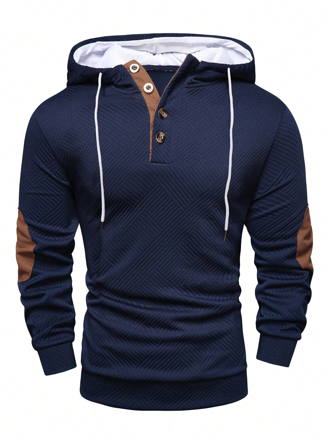 Premium Men's Jacquard Hooded Sweater - Casual Pullover Hoodie for Sports & Leisure