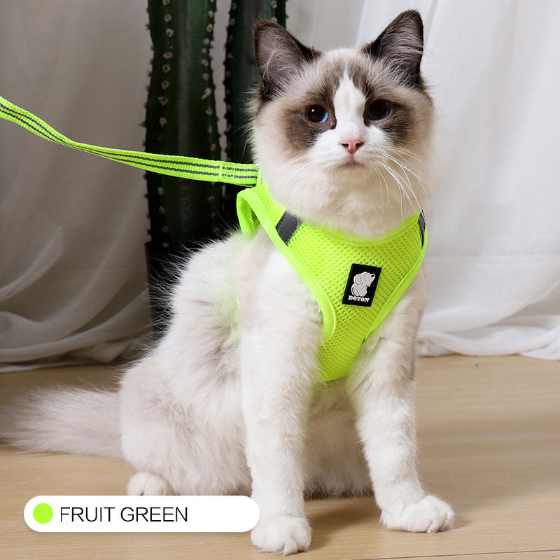 Premium Breathable Cat Harness & Leash Set - Escape-Proof Mesh Design for Safe Outdoor Adventures