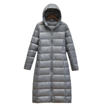 Lightweight Hooded Long Below-the-knee Slim-fit Coat