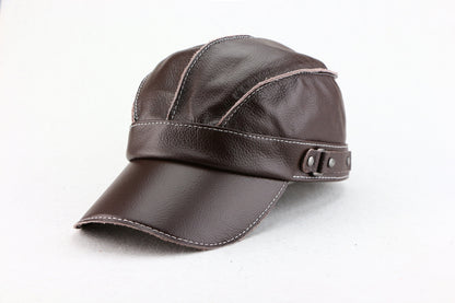 Korean-style Trendy Unisex Top-layer Cowhide For Autumn And Winter Fashionable And Casual Baseball Cap