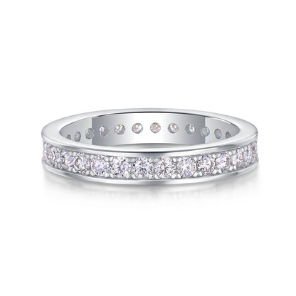 Trajectory - Set With Top-quality Moissanite S925 Silver And Platinum-plated Diamond Wedding Ring, The Ring Can Be Tested With A Diamond Pen In Gold And Rose Gold