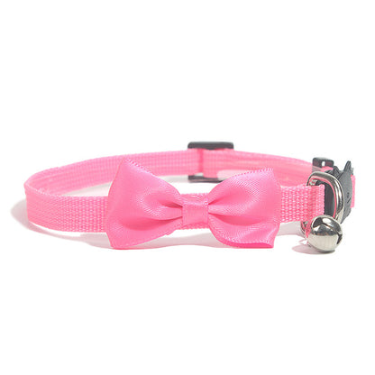 Pet Bow Collar Nylon Ribbon Multi-color Adjustable With Bell Pet Decorations
