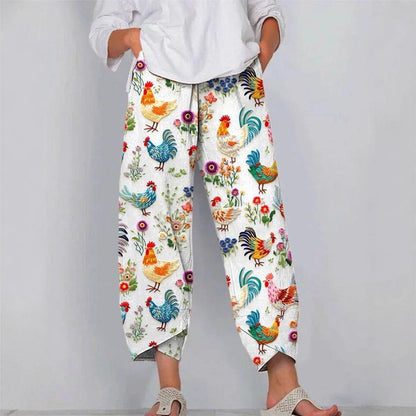Minimalist Women's Pants Featuring A Patchwork Animal-print Design