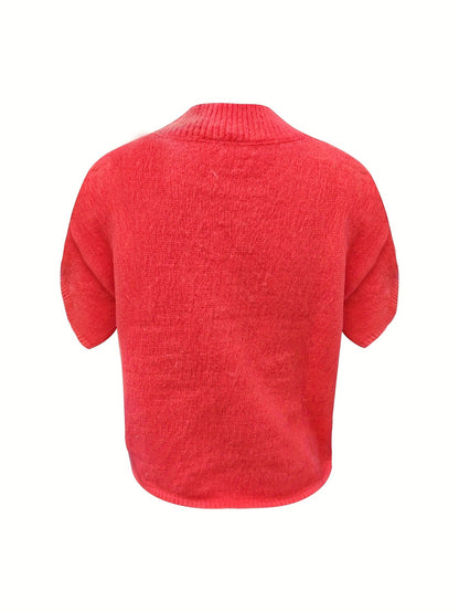 Retro Crew-neck Short-sleeve Sweater Top