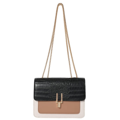 Trendy Flap Square Bag, Women's Fashion Faux Leather Purse, Stylish Chain Decor Crossbody Bag