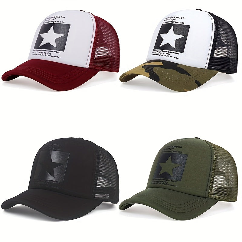 1pc Pentagram Breathable Baseball Cap Mesh Cap