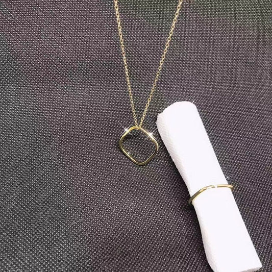 Small Square Ring Pendant Clavicle Chain Titanium Steel