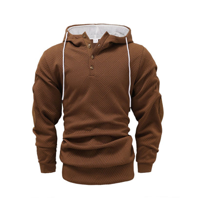Premium Men's Jacquard Hooded Sweater - Casual Pullover Hoodie for Sports & Leisure