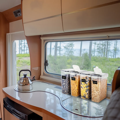 THELIFE Airtight Food Storage Containers Set - 4 Pack BPA-Free Cereal Dispenser with Labels (2.5L/88oz)