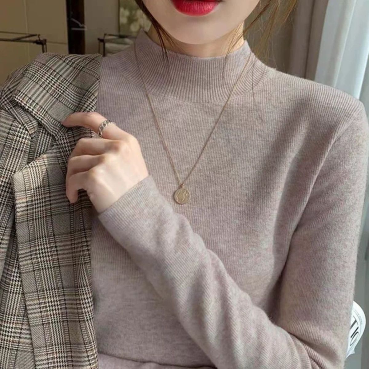 Inner Knitted Bottoming Shirt Slim Fit Slimming Long Sleeves Versatile Western Style Top