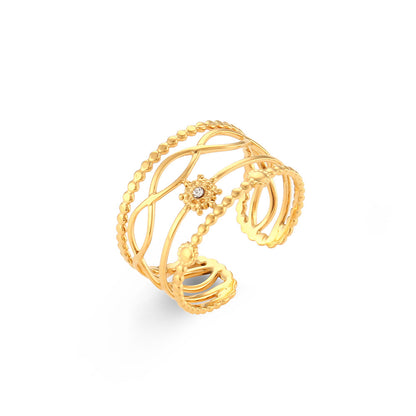 Leichtes Luxusdesign, beliebter goldener hohler Edelstahlring