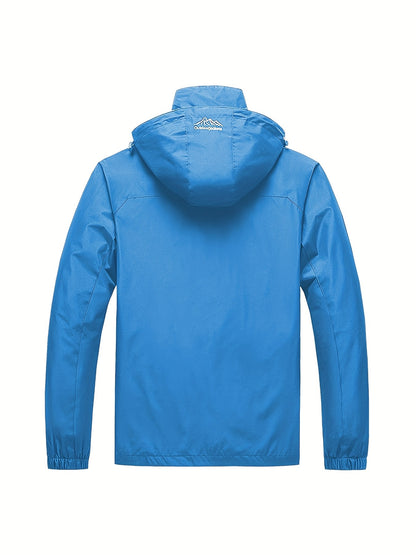 Mens Premium Waterproof Rain Jacket - Durable & Breathable Windbreaker with Adjustable Hood - Ideal for Hiking, Travel, and Outdoor Adventures