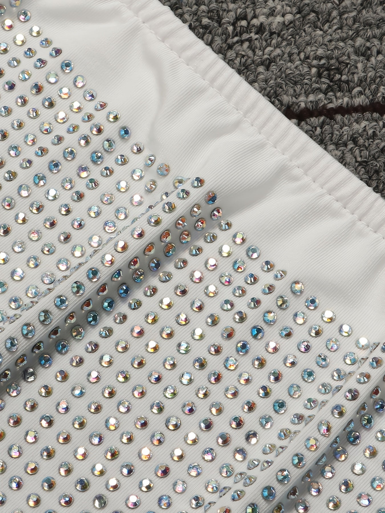 [Sexy Rhinestone Mini Dress] Sexy Rhinestone-Embellished Women's Two-Piece Mini Dress | Deep V-Neck, Stretchy High-Waisted Clubwear with Adjustable Spaghetti Straps, Glittery Sequin Detailing for Nightclub & Party Outfits, Su