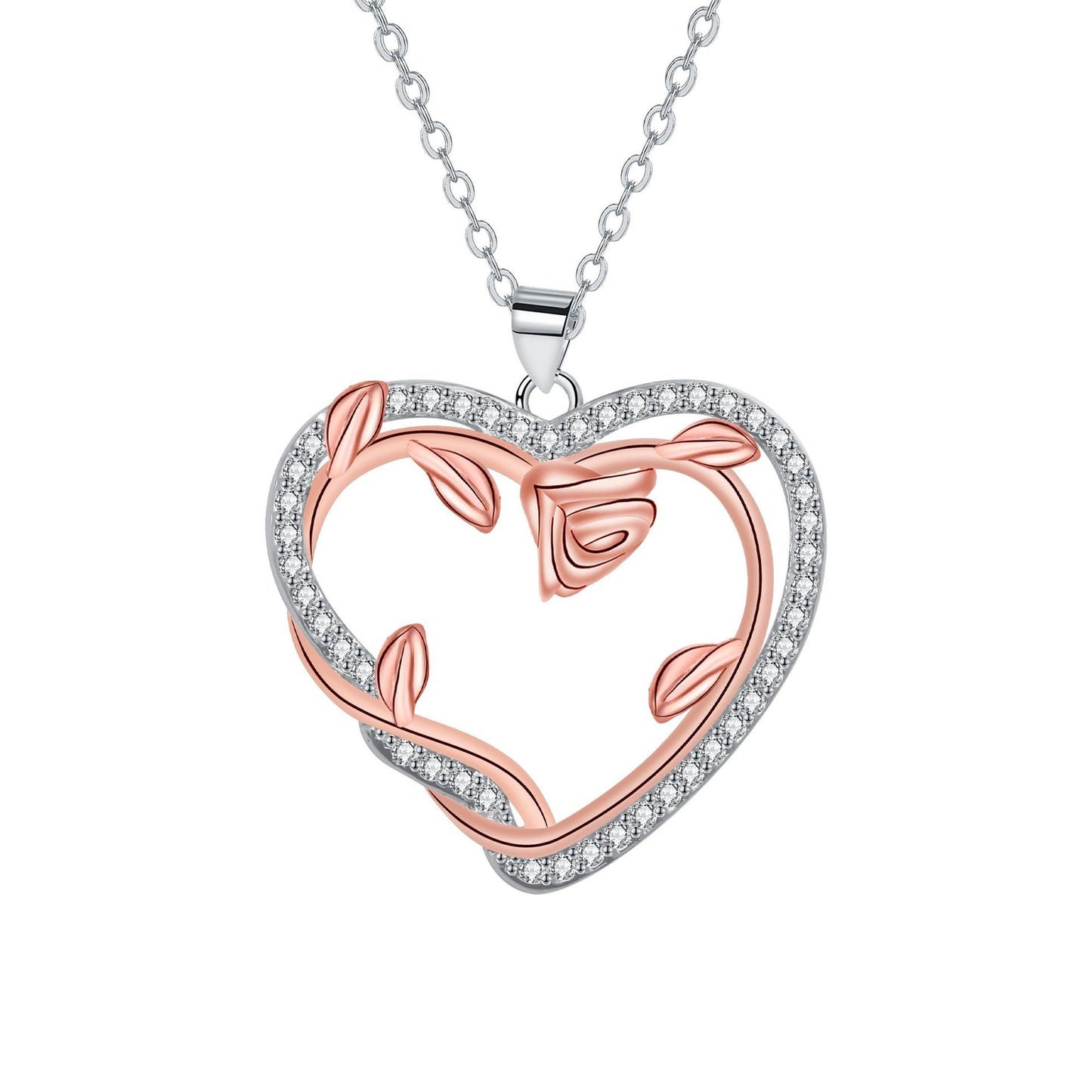 Vintage Necklace Female With Hearts Rose Clavicle Chain Valentine's Day Gift