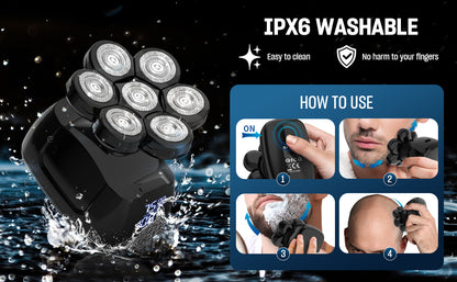 Sejoy Bald Men Hair Clippers Set Body Hair Shaving Machine Electric Head Shaver Facial Beard Trimmer Stainless Steel Blades