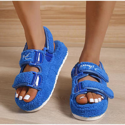Velcro Fur Sandals Women's Plus Size Small Fragrance Warm Sandals