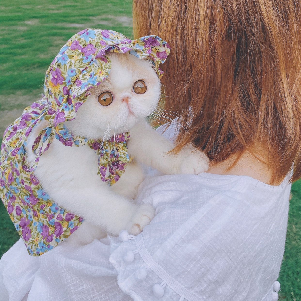 Spring Floral Lavender Pet Sling Skirt Hat Cute Sunscreen Anti-hair Thin Clothes