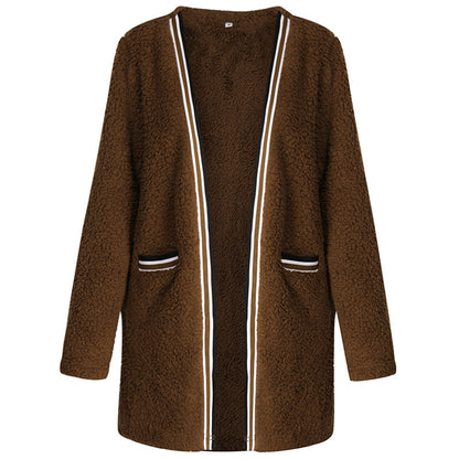 Temperament plush mid-length coat