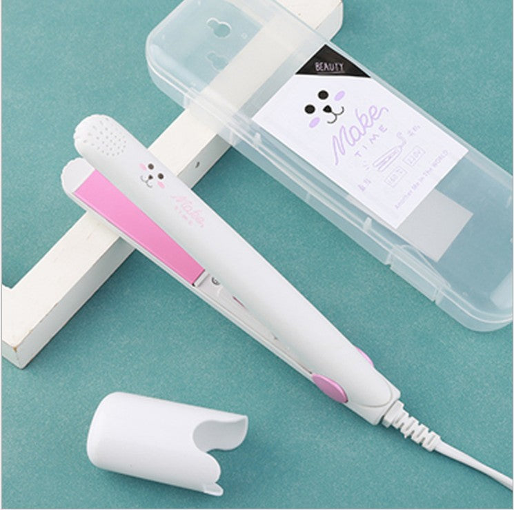 Mini Curling Iron with Anti-scalding Cover Korean Style Student Dormitory Low Power Splint Portable Straight Roll Dual-purpose Straight Splint