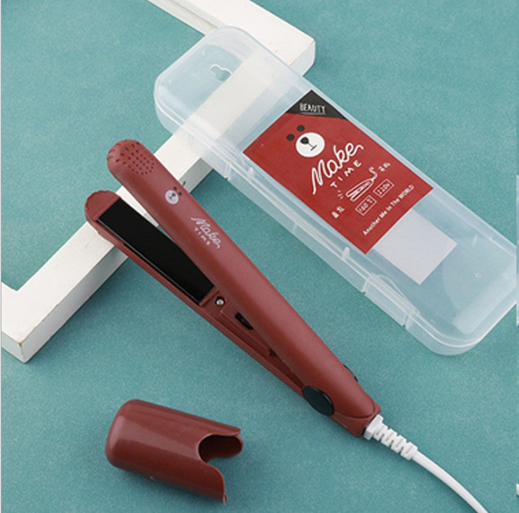 Mini Curling Iron with Anti-scalding Cover Korean Style Student Dormitory Low Power Splint Portable Straight Roll Dual-purpose Straight Splint
