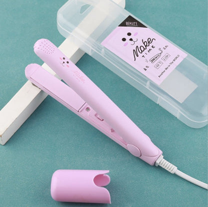 Mini Curling Iron with Anti-scalding Cover Korean Style Student Dormitory Low Power Splint Portable Straight Roll Dual-purpose Straight Splint