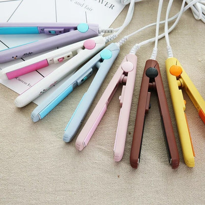 Mini Curling Iron with Anti-scalding Cover Korean Style Student Dormitory Low Power Splint Portable Straight Roll Dual-purpose Straight Splint