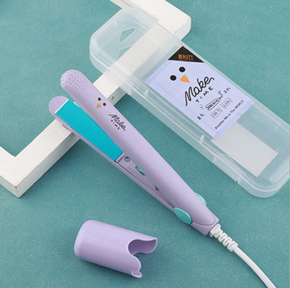 Mini Curling Iron with Anti-scalding Cover Korean Style Student Dormitory Low Power Splint Portable Straight Roll Dual-purpose Straight Splint
