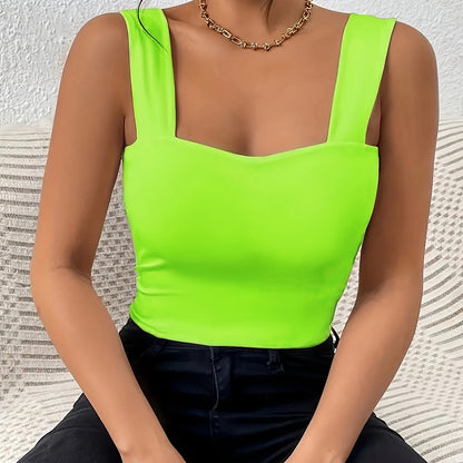 Women's Stretchy Crop Tank Top - Soft Breathable Sleeveless Cami