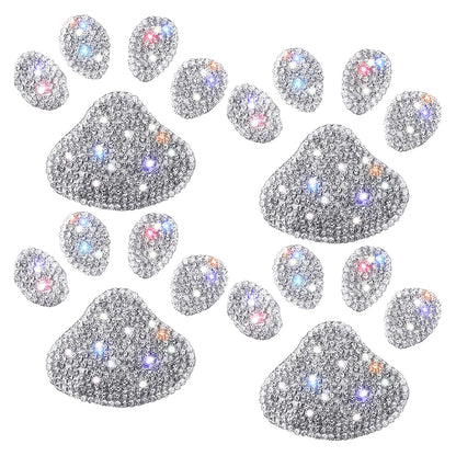 Sparkling Dog Paw Print Rhinestone Car Decal - Multicolor Glass Bling Sticker for Vehicle Interior, Fits Various Models, Cute Car Accessories