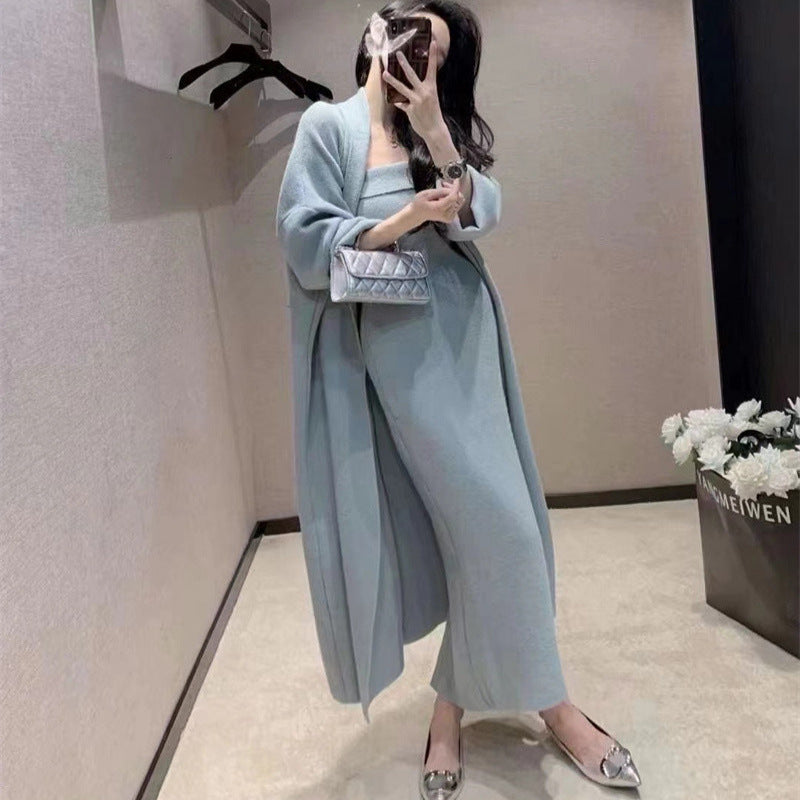 Women's Knitted Cardigan Dress Sweater Suit