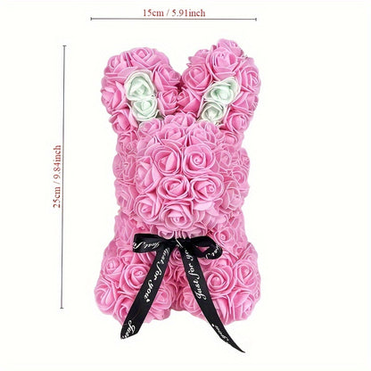 Eternal Flower Confession Rabbit - Artificial Rose Bouquet Gift Box, PE Simulation Roses for Valentine's Day, Christmas, Mother's Day, Hanukkah, Juneteenth - Romantic Plastic Floral Arrangement for Wife, Girlfriend, Proposal,