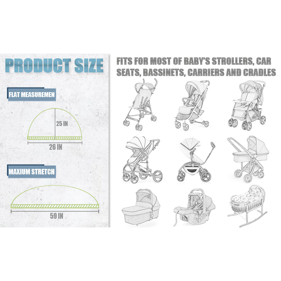 Premium Baby Stroller Mosquito Net - Universal Fit Bug Protection for Strollers, Bassinets & Cribs