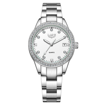 Fashion Girl Quartz Watch Diamond-encrusted Multifunctional Waterproof Luminous