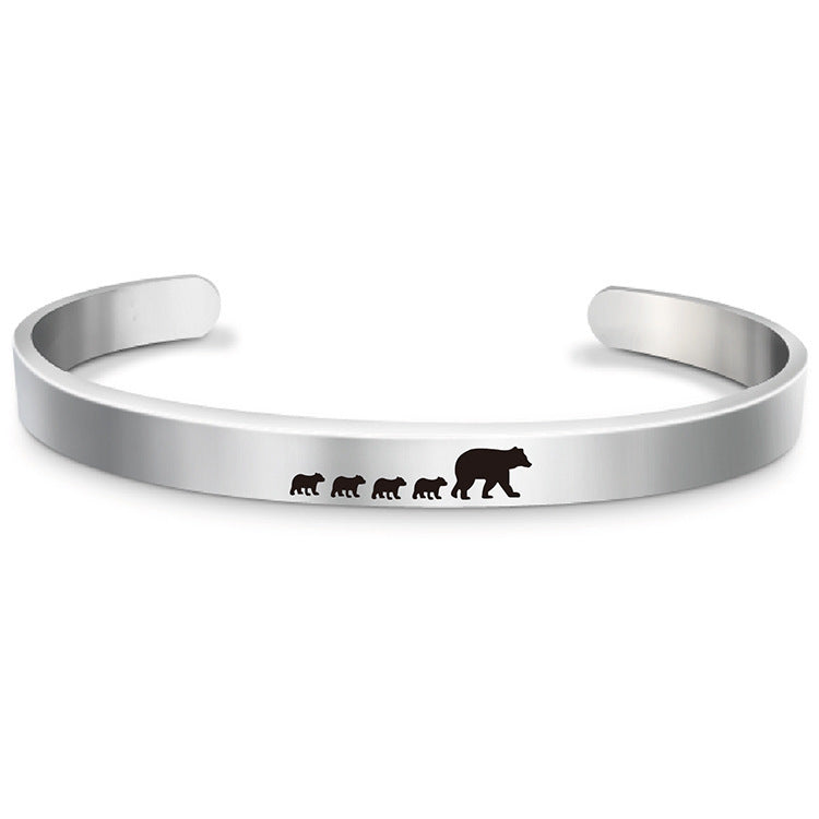 Stainless Steel Mama Bear Bracelet Mother's Day Gift