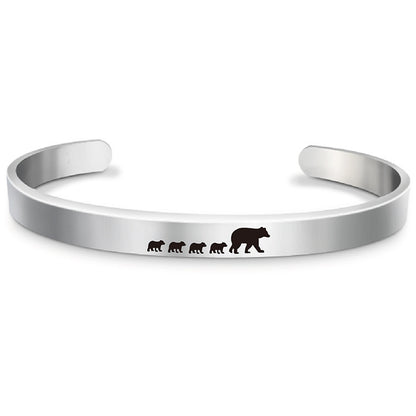 Stainless Steel Mama Bear Bracelet Mother's Day Gift