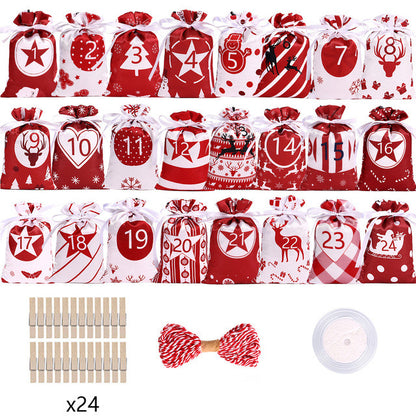 Satin Drawstring Bag Coming Day 1-24 Hanging Suit Candy Gift Satin Bag