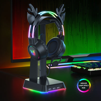 ONIKUMA X15 Pro Gaming Headset: Antler, RGB Aluminum Frame, Surround Sound - Perfect Christmas/Halloween/New Year Gift!