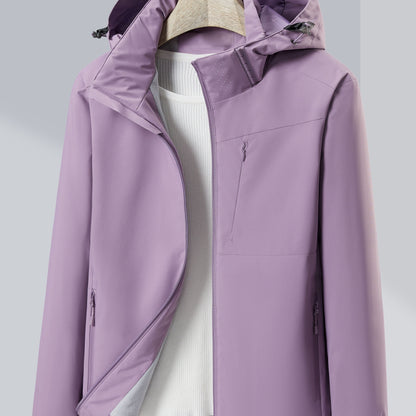 Women's Autumn and Winter Outdoor Sports Casual Warm Fleece Lined Windproof Stand Collar Jacket