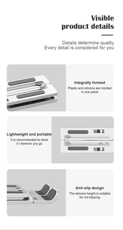 Ergonomic Laptop Stand - Foldable Adjustable Desk Riser for MacBook & PC