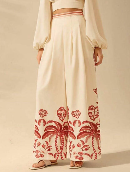 Women's Printed Casual Loose High-Waist Wide-Leg Pants
